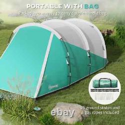 Camping Tent 4-Person Sewn In Groundsheet Water-Resistant 2-Room Design Green