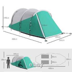 Camping Tent 4-Person Sewn In Groundsheet Water-Resistant 2-Room Design Green