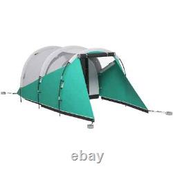 Camping Tent 4-Person Sewn In Groundsheet Water-Resistant 2-Room Design Green