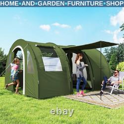 Camping Tent 5 6 Man Berth Tunnel Tent Hiking Fishing Cover Windows Pockets HGFS