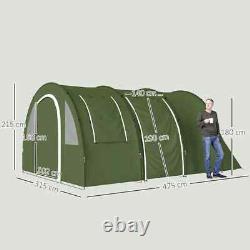 Camping Tent 5 6 Man Berth Tunnel Tent Hiking Fishing Cover Windows Pockets HGFS