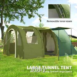 Camping Tent 5 6 Man Berth Tunnel Tent Hiking Fishing Cover Windows Pockets HGFS