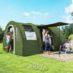 Camping Tent 5 6 Man Berth Tunnel Tent Hiking Fishing Cover Windows Pockets HGFS