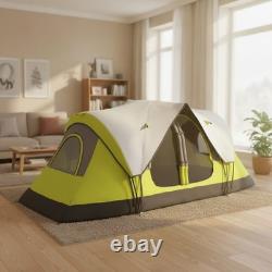 Camping Tent 6-8 Person, 2-Bedroom, Rainfly, Mesh Roof, Portable, Yellow