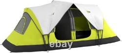 Camping Tent 6-8 Person, 2-Bedroom, Rainfly, Mesh Roof, Portable, Yellow