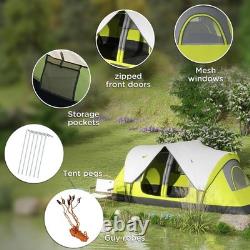 Camping Tent 6-8 Person, 2-Bedroom, Rainfly, Mesh Roof, Portable, Yellow