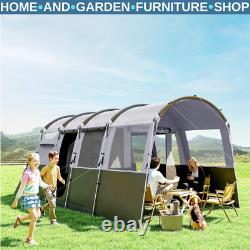 Camping Tent 8-Person Tunnel Design with 4 Large Windows/Sleeping Cabins Dark Grey