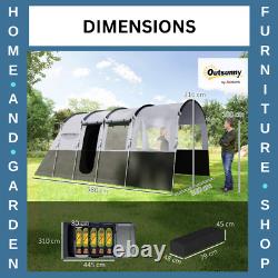 Camping Tent 8-Person Tunnel Design with 4 Large Windows/Sleeping Cabins Dark Grey
