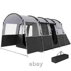 Camping Tent 8-Person Tunnel Design with 4 Large Windows/Sleeping Cabins Dark Grey