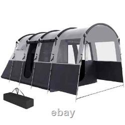Camping Tent 8-Person Tunnel Design with 4 Large Windows/Sleeping Cabins Dark Grey