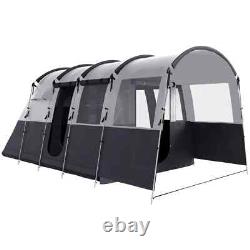 Camping Tent 8-Person Tunnel Design with 4 Large Windows/Sleeping Cabins Dark Grey