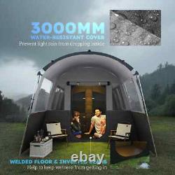 Camping Tent 8-Person Tunnel Design with 4 Large Windows/Sleeping Cabins Dark Grey