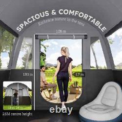 Camping Tent 8-Person Tunnel Design with 4 Large Windows/Sleeping Cabins Dark Grey