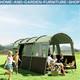 Camping Tent 8-person Tunnel Design With 4 Large Windows & Sleeping Cabins Green