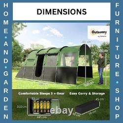 Camping Tent 8-Person Tunnel Design with 4 Large Windows & Sleeping Cabins Green