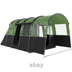 Camping Tent 8-Person Tunnel Design with 4 Large Windows & Sleeping Cabins Green