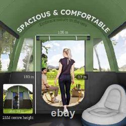 Camping Tent 8-Person Tunnel Design with 4 Large Windows & Sleeping Cabins Green
