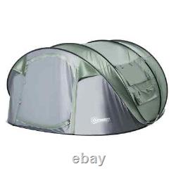 Camping Tent Dome Pop-up Tent with Windows for 4-5 Person Dark Green