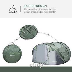 Camping Tent Dome Pop-up Tent with Windows for 4-5 Person Dark Green