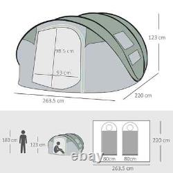 Camping Tent Dome Pop-up Tent with Windows for 4-5 Person Dark Green