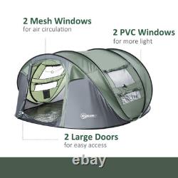 Camping Tent Dome Tent Pop-up Design with 4 Windows for 4-5 Person