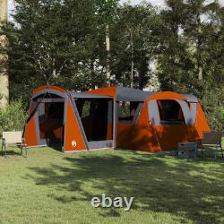 Camping Tent Family 20-Person Grey & Orange 745x700x217cm 185T Polyester PU Room