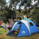 Camping Tent, Family Tent 3-4 Man With Large Mesh Windows, 4 Season Pop Up Tent