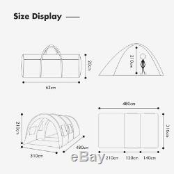 Camping Tent Outdoor Camp Waterproof Tunnel Double Layer Large Family Sunshade