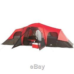 Camping Tent Sleeps 10 People Large 3-Room Screened-Porch Rain-fly Mesh Roof New