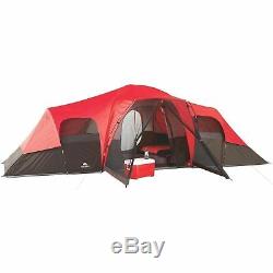 Camping Tent Sleeps 10 People Large 3-Room Screened-Porch Rain-fly Mesh Roof New