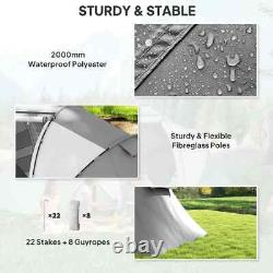 Camping Tent Weather-Resistant Mesh Windows with Zipped Doors Charcoal Grey