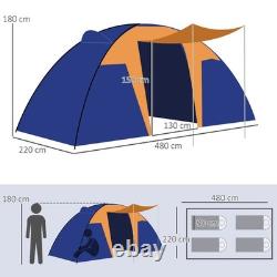 Camping Tent With 2 Bedroom, Living Area And Porch, 4-6 Man Large Tunnel Tent, 2