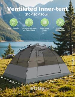 Camping Tent for 2 Person, Large Double Layer Outdoor Waterproof Dome Tent Easy