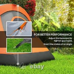 Camping Tent with Bag 5-6 Man Fibreglass and Steel Frame Outdoor Hiking Orange