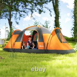 Camping Tent with Bag 5-6 Man Fibreglass and Steel Frame Outdoor Hiking Orange