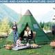 Camping Tipi Tent 6/7-person Hexagonal Water Resistant With Carrying Bag Green