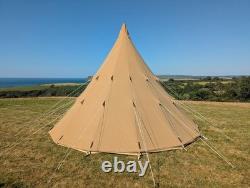 Canvas Tipi Tent Extra Large 5m Wide 3.5m Tall 8 Berth Waterproof Heavy Duty