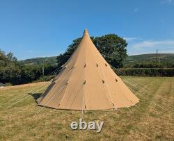 Canvas Tipi Tent Extra Large 5m Wide 3.5m Tall 8 Berth Waterproof Heavy Duty