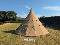 Canvas Tipi Tent Extra Large 5m Wide 3.5m Tall 8 Berth Waterproof Heavy Duty
