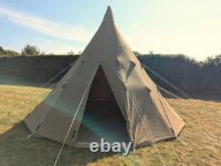 Canvas Tipi Tent Extra Large 5m Wide 3.5m Tall 8 Berth Waterproof Heavy Duty