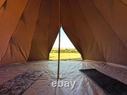 Canvas Tipi Tent Extra Large 5m Wide 3.5m Tall 8 Berth Waterproof Heavy Duty