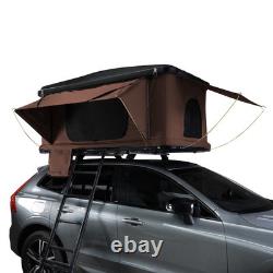 Car Roof Top Tent Brown Large Black Hard Shell Box Gas Assisted Pop Up Bunk 2-3