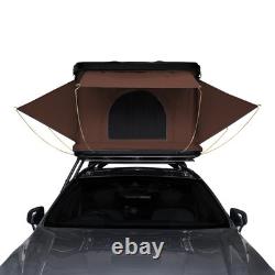 Car Roof Top Tent Brown Large Black Hard Shell Box Gas Assisted Pop Up Bunk 2-3