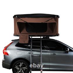 Car Roof Top Tent Brown Large Black Hard Shell Box Gas Assisted Pop Up Bunk 2-3