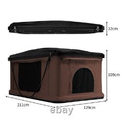 Car Roof Top Tent Brown Large Black Hard Shell Box Gas Assisted Pop Up Bunk 2-3