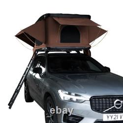 Car Roof Top Tent Brown Large Black Hard Shell Box Gas Assisted Pop Up Bunk 2-3