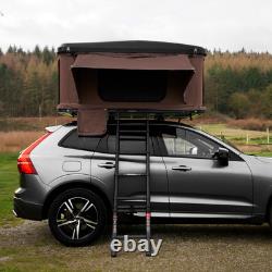 Car Roof Top Tent Brown Large Black Hard Shell Box Gas Assisted Pop Up Bunk 2-3