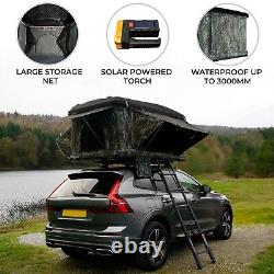 Car Roof Top Tent Large Hard Shell Box Pop Up Bunk Camping Ladder 2-3 Person