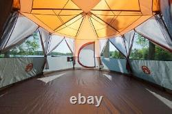 Coleman Cortes Octagon 8 Family or Glamping Tent 360° Panoramic View Orange Grey