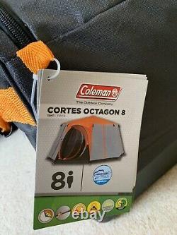 Coleman Cortes Octagon 8 Family or Glamping Tent 360° Panoramic View Orange Grey